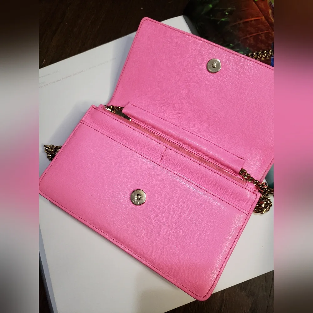 Versace Grained Calfskin Palazzo Chain Bag Crossbody  Shoulder  Pink Barbie - Picture 11 of 17
